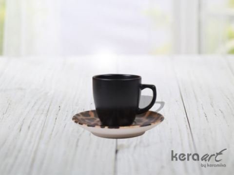 Keramika Kahve Fincan Takim Magic Silindir Kulplu 12 Parca Mat Renkli
