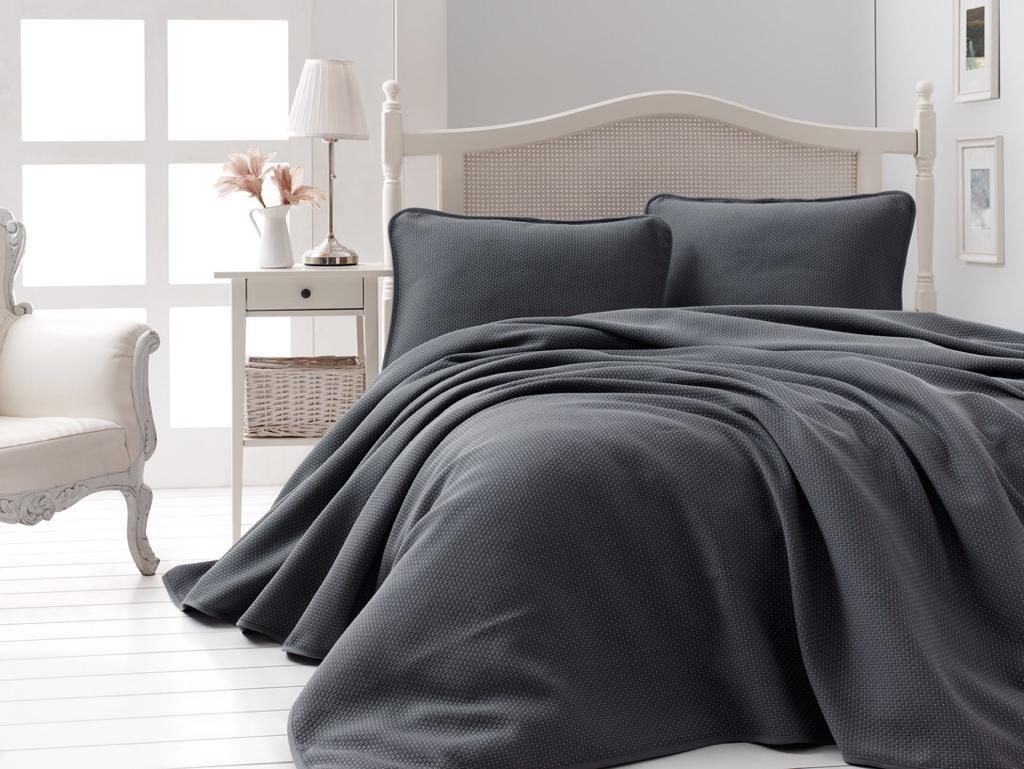 İrina Home Çift Kişilik Pamuklu Yatak Örtüsü Takımı Siyah 240x260 cm