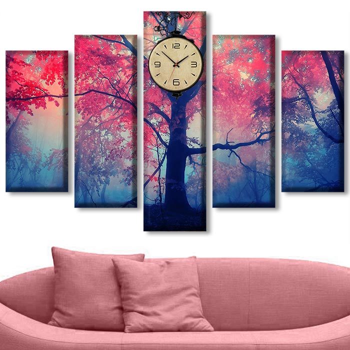 Dekoratif Modern Kanvas Tablo Saat Modelleri