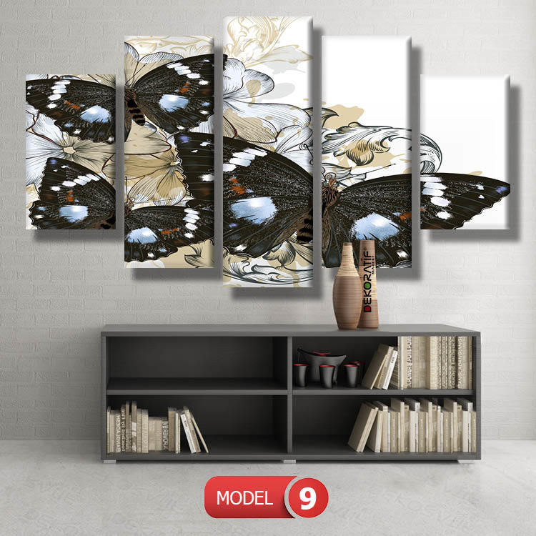 dekoratif modern kanvas tablo saat modelleri