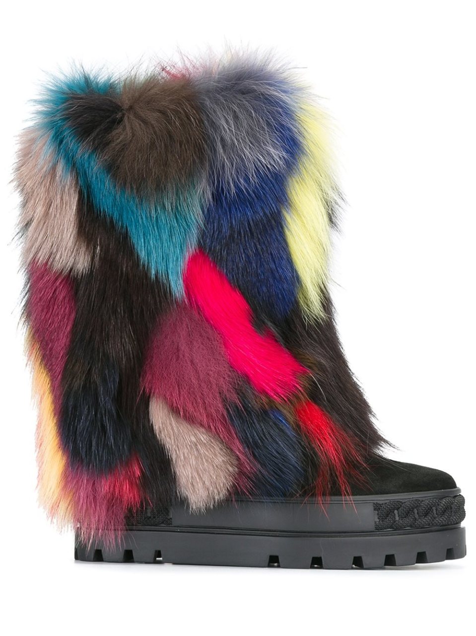 multi color fur boots