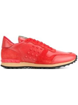 Valentino Garavani Rockrunner Leather And Suede Trainers Ayakkabi Kirmizi Sneakers Valentino