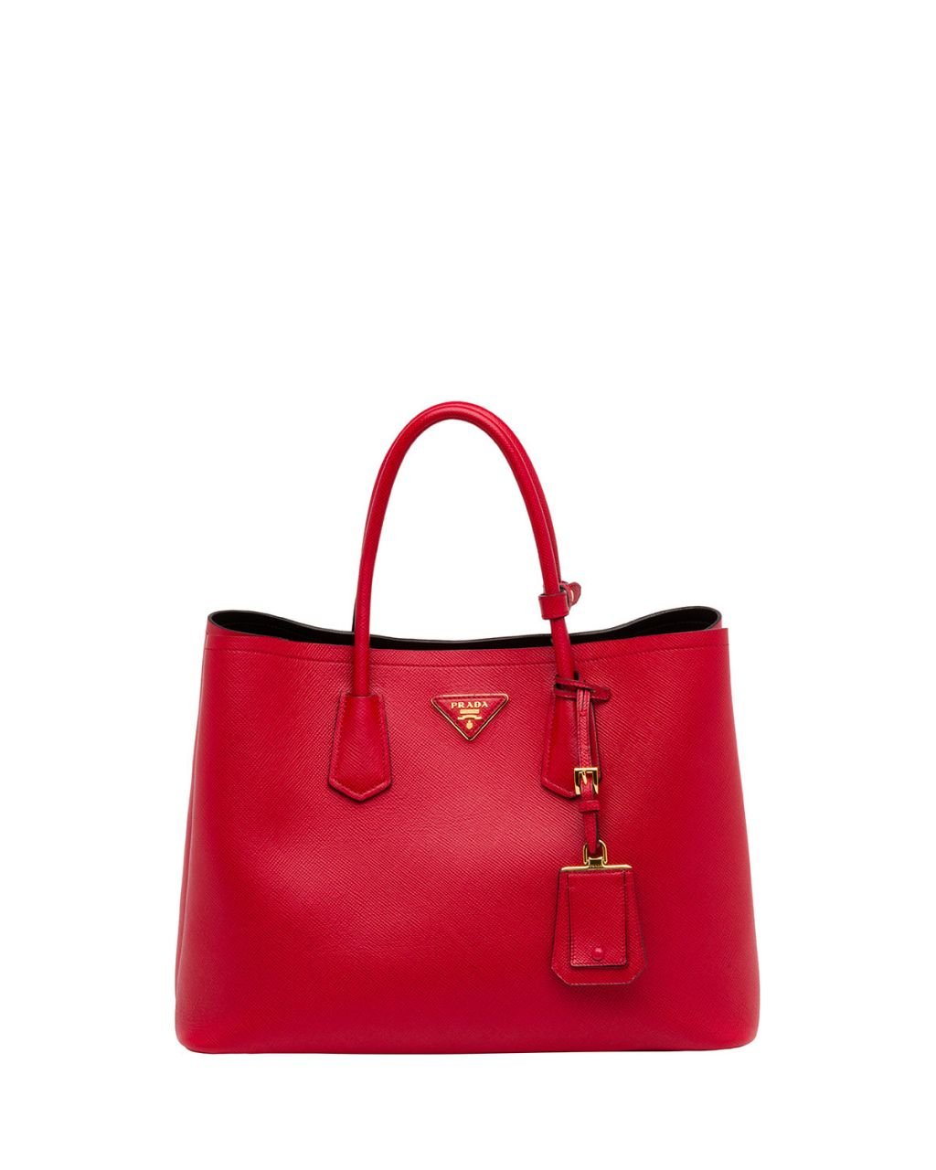 Saffiano Cuir Double Bag Red Fuoco Canta Tote Canta Prada