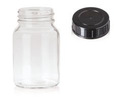 Şeffaf Cam Geniş Boyunlu Numune Şişe 500 ml