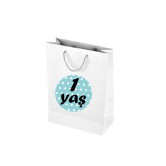 Mavi 1 Yaş Beyaz Karton Çanta 10 Adet 10x14 cm