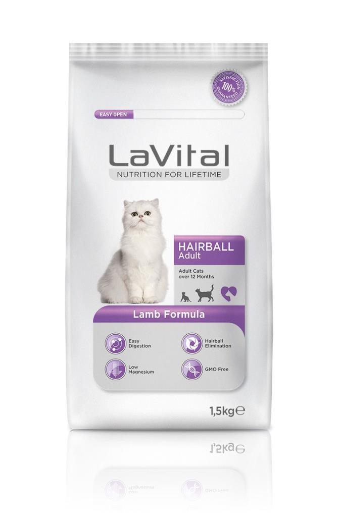 La Vital Cat Adult Hairball Kuzu Etli Yetişkin Kedi Maması 1,5Kg skt12/20