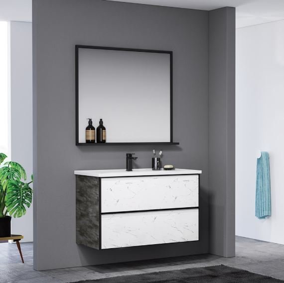 Lucca 80 Cm Banyo Dolabi Siyah Cam