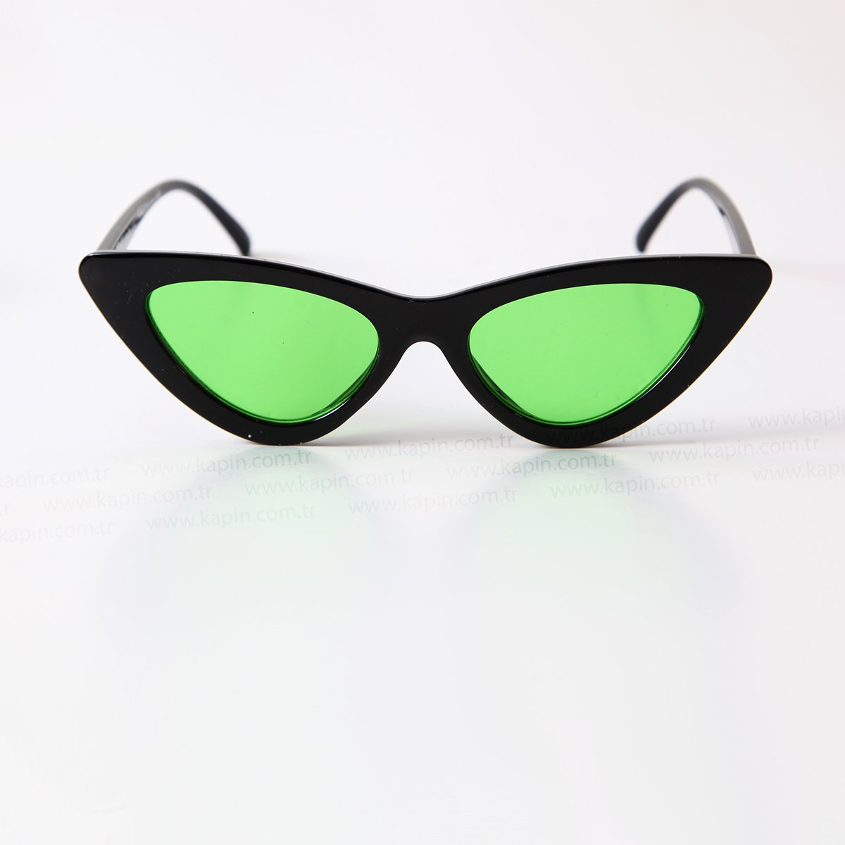 Kapin Kedi Model Güneş Gözlüğü Yeşil Şeffaf Cam Güneş Gözlüğü İmaj