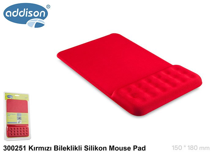 Addison 300251 Kirmizi Bileklikli Silikon Mouse Pad