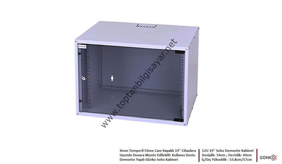 Gunko Demonte Soho Rack 19 12u Kabinet Gunko 12u 400 Duvar Tipi Rack Kabinet