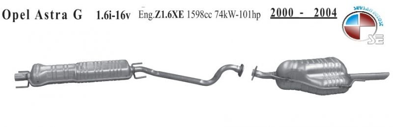 Opel Astra G Orta Arka Egzoz 1 4 16v 1 6 16v 1998 04 Astra Gopel