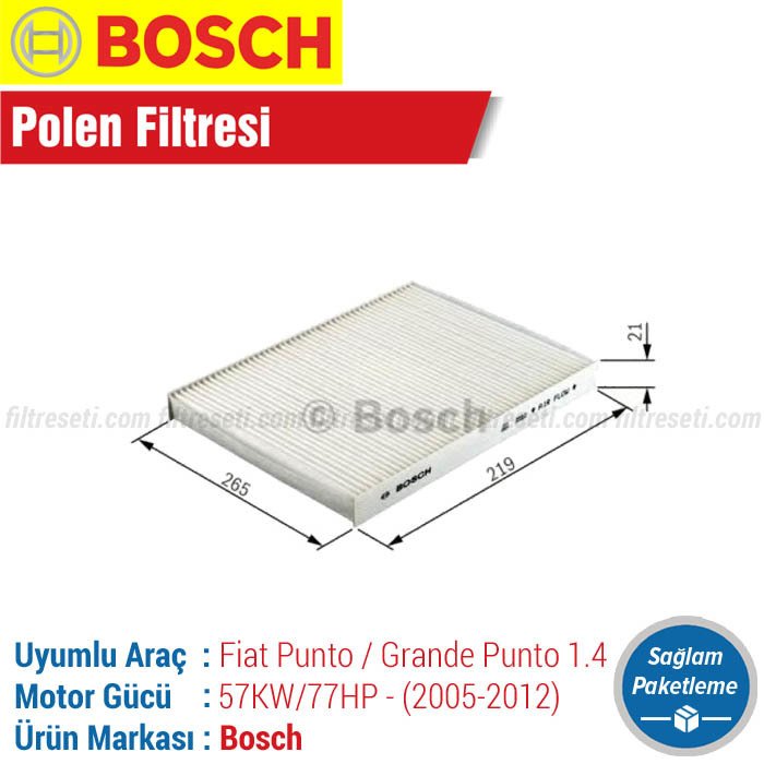 Fiat Punto / Grande Punto 1.4 8V. Bosch Polen Filtresi