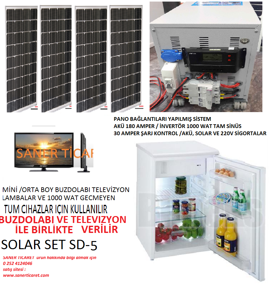 Solar Buzdolabi Seti Akulu Panolu Hazir Set Buzdolabi Ve Televizyonu Ile Birlikte