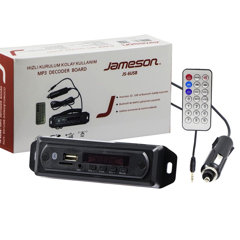 Jameson Js 6 Mikrofonlu Usb Sd Mmc Aux Bluetooth Kumandali Oto Teyp Cevirici Dijital Player Board Fiyati