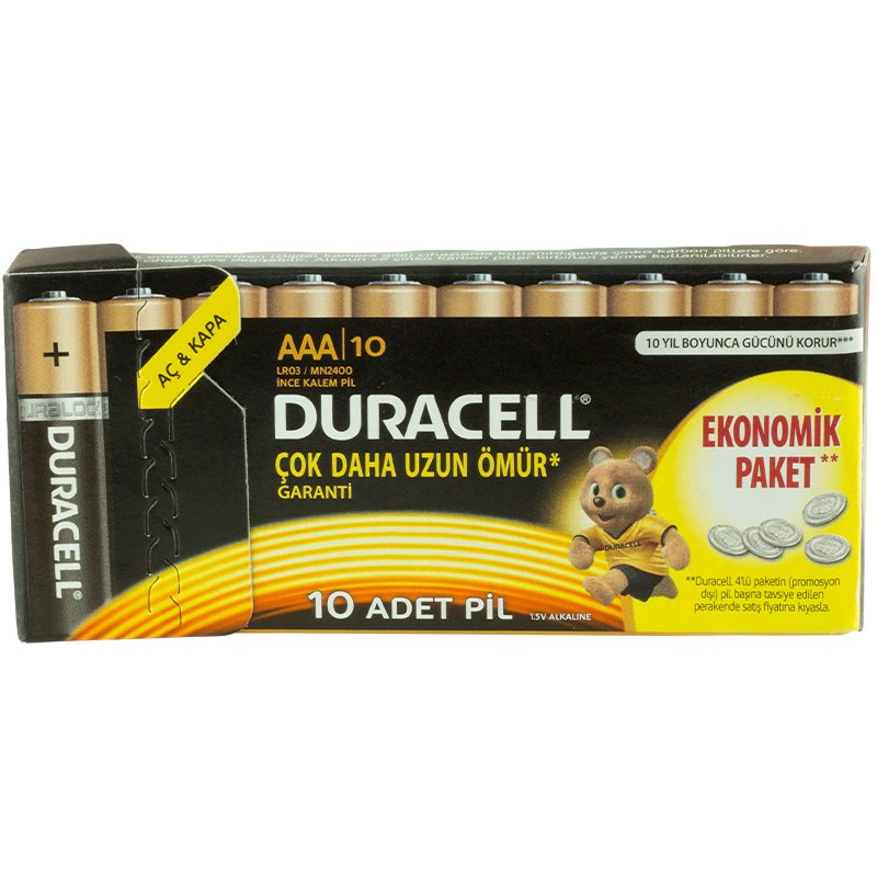 duracell basic ekonomik aaa ince kalem pil 10 lu paket