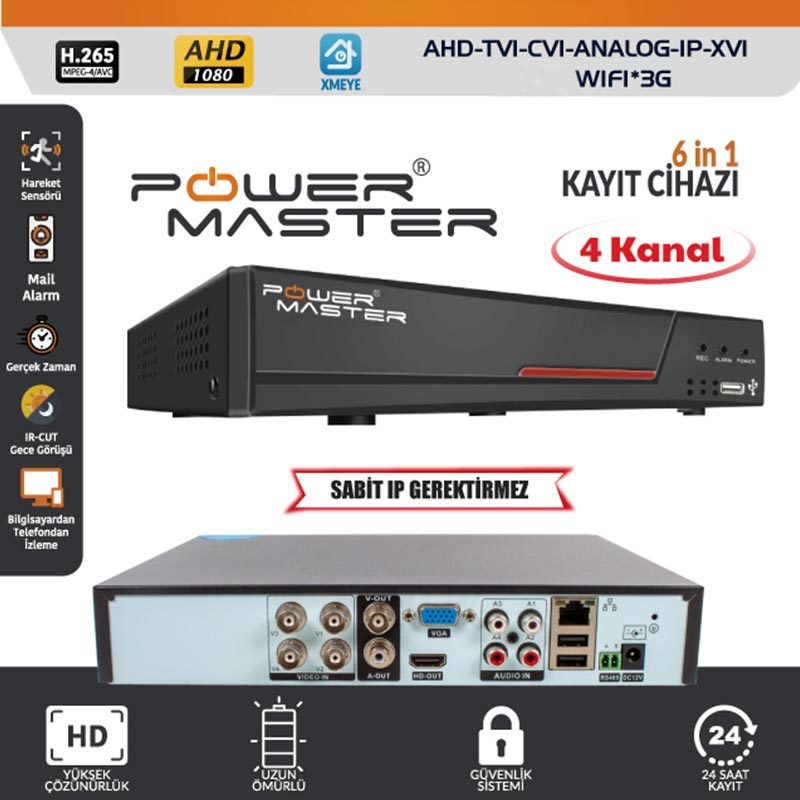Powermaster 6in1 4Kanal 1080N Dvr Kayıt Cihazı H265
