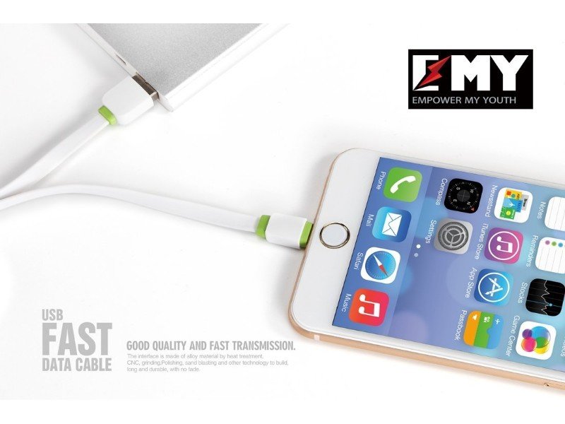 EMY MY-445 Apple Lightning HÄ±zlÄ± Åarj Data Kablosu 1Metre