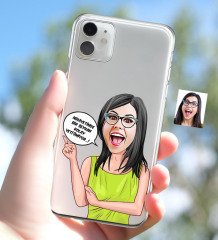 Kişiye Özel Bayan Kolay Yetişmiyor Karikatürlü iPhone 11 İnce Şeffaf Silikon Telefon Kapağı-5