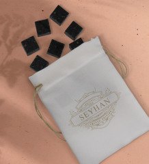 BK Gift Kişiye Özel İsimli Özel Kesesinde 12âli Doğal Granit Viski Soğutma Taşı Seti - Model 10