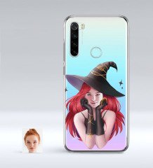 Kişiye Özel Bayan Cadı Karikatürlü Xiaomi Redmi Note 8 İnce Şeffaf Silikon Telefon Kapağı-2