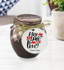 Kişiye Özel İsimli Sevgililer Günü Ahşap Anahtarlıklı El Yapımı 400gr Melodi Kakaolu Fındık Kreması Hediye Seti-73