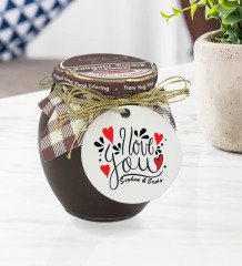 Kişiye Özel İsimli Sevgililer Günü Ahşap Anahtarlıklı El Yapımı 400gr Melodi Kakaolu Fındık Kreması Hediye Seti-76
