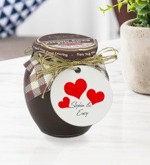 Kişiye Özel İsimli Sevgililer Günü Ahşap Anahtarlıklı El Yapımı 400gr Melodi Kakaolu Fındık Kreması Hediye Seti-82