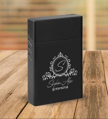 Kişiye Özel Siyah Slim Boy Metal Sigara Kutusu-11