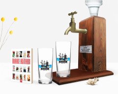 Kişiye Özel Renkli Baskılı Kaptan Tasarımlı İkili Rakı Bardağı Ahşap Rakı Standı ve Cep Kitabı Hediye Seti-8