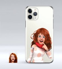 Kişiye Özel Kadın Animasyon Karikatürlü iPhone 11 Pro İnce Şeffaf Silikon Telefon Kapağı-6