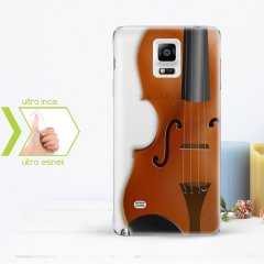 Kişiye Özel Samsung Galaxy Note 4 İnce Şeffaf Silikon Telefon Kapağı (Keman Temalı)