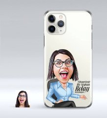 Kişiye Özel Bayan Kolay Yetişmiyor Karikatürlü iPhone 11 Pro İnce Şeffaf Silikon Telefon Kapağı-2
