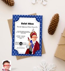 Kişiye Özel Karikatürlü Sünnet Düğün Davetiyesi Model 2 (100 adet)