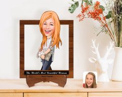 Personalized Women's Day The Most Beautiful Woman in the World with Cartoon Wooden Stand 3D Trinket-19