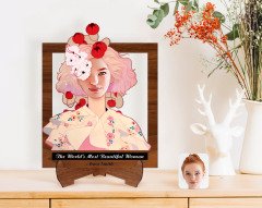 Personalized Women's Day The Most Beautiful Woman in the World with Cartoon Wooden Stand 3D Trinket-35