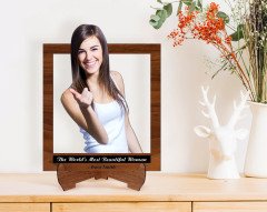 Personalized Women's Day The Most Beautiful Woman in the World with Photo Wooden Stand 3D Trinket-1