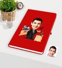 Kişiye Özel Bay Avukat Karikatürlü Kırmızı Defter - 3