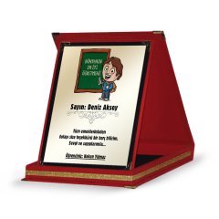 Kişiye Özel Kırmızı Plaket (Öğretmenler Günü Temalı-1)
