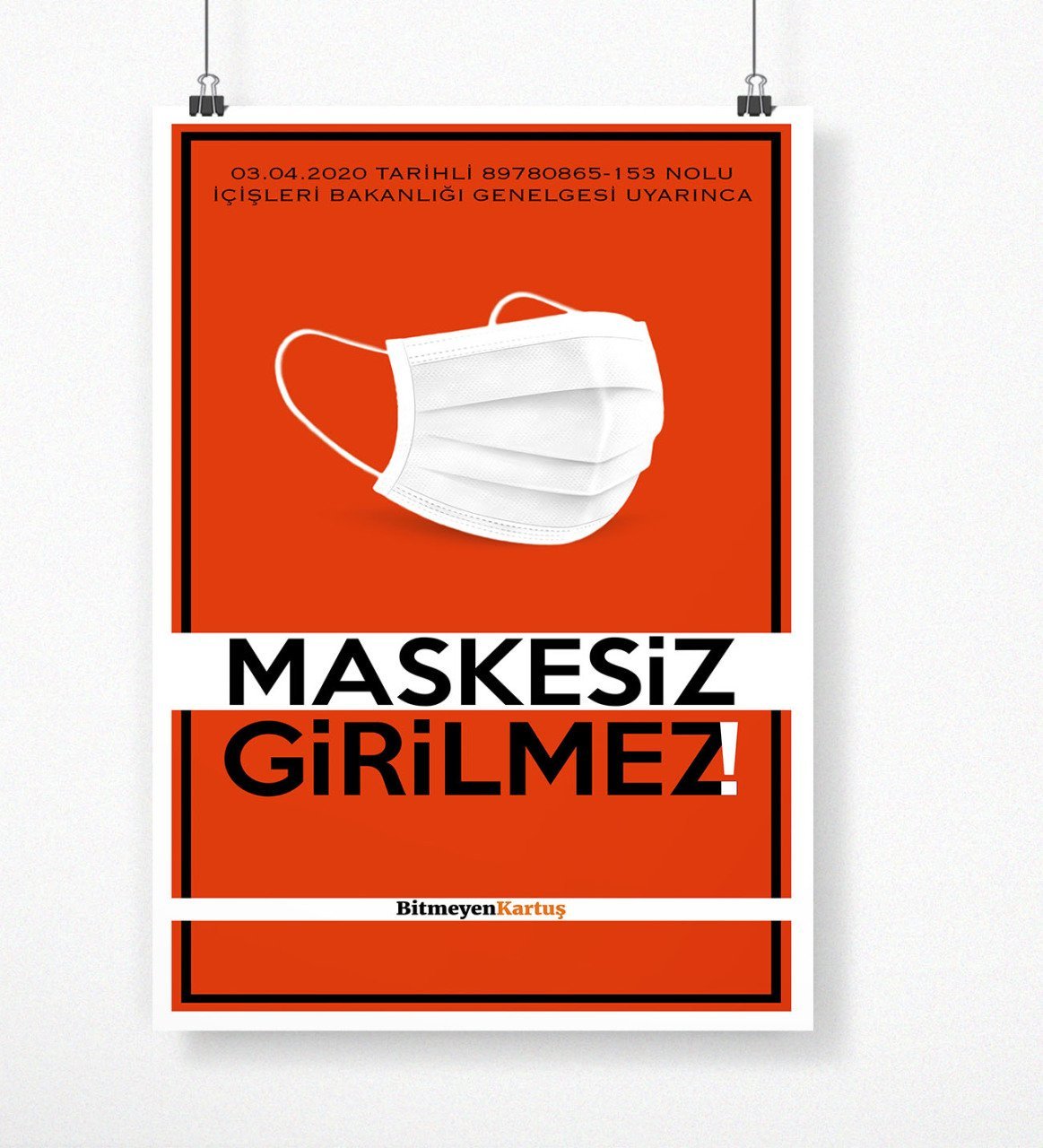 kisiye ozel logolu maskesiz girilmez afis poster 50 x 70 cm 4