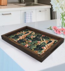 BK Gift Zürafa Tasarımlı Doğal Ahşap Tepsi-1