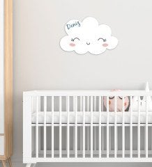 Kişiye Özel Sevimli Bulut Tasarımlı Çocuk Odası Ahşap Duvar Süsü-1