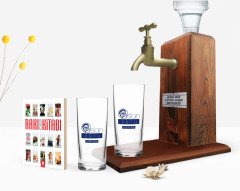 Kişiye Özel Renkli Baskılı Aslan Sütü Tasarımlı İkili Rakı Bardağı Ahşap Rakı Standı ve Cep Kitabı Hediye Seti-2