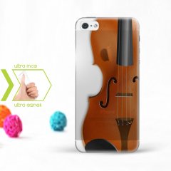 Kişiye Özel Iphone 5 - 5S İnce Şeffaf Silikon Telefon Kapağı (Keman Temalı)