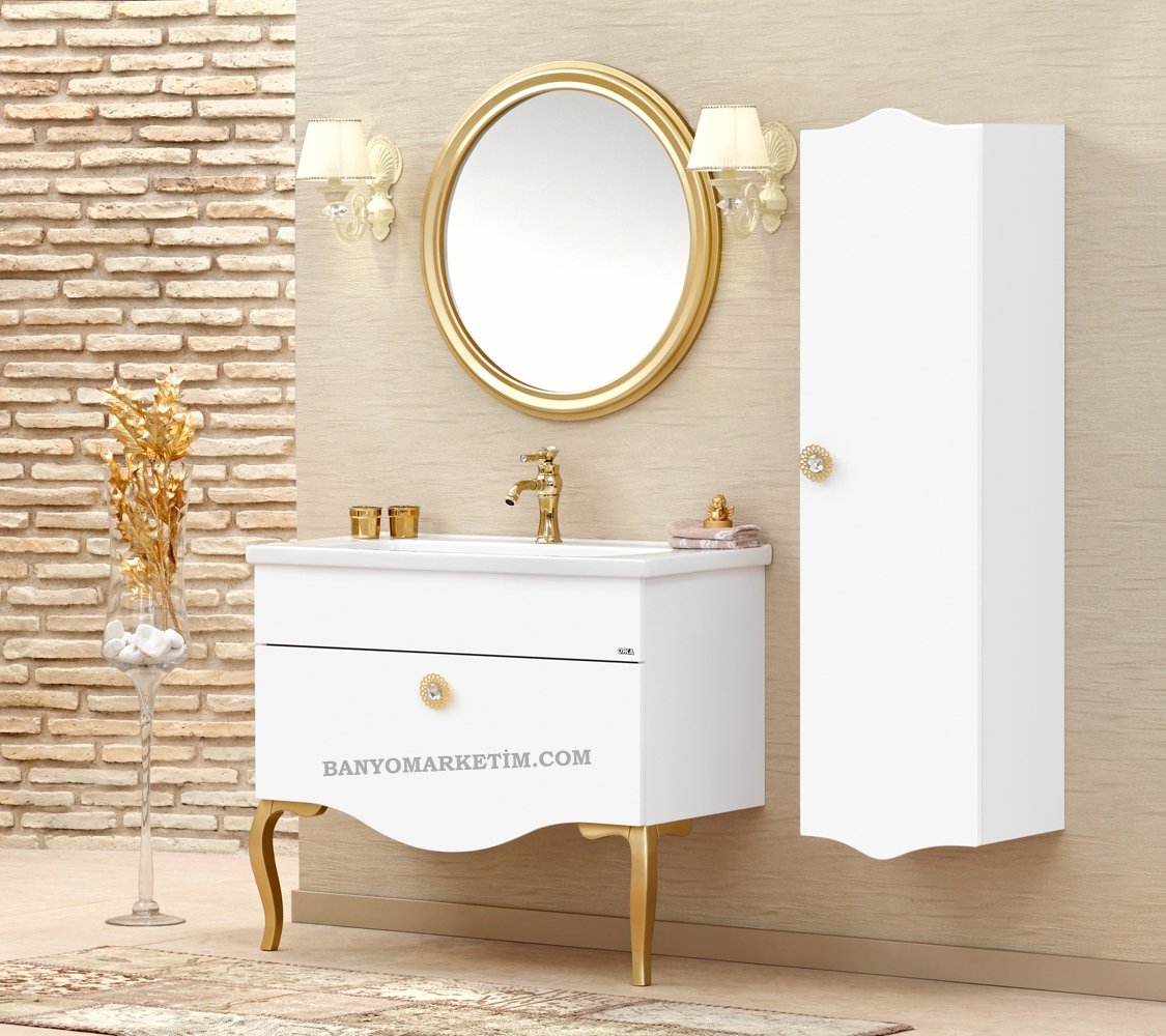 Orka Cunda 100 Banyo Dolabi Beyaz Altin Boy Dolabi Harictir