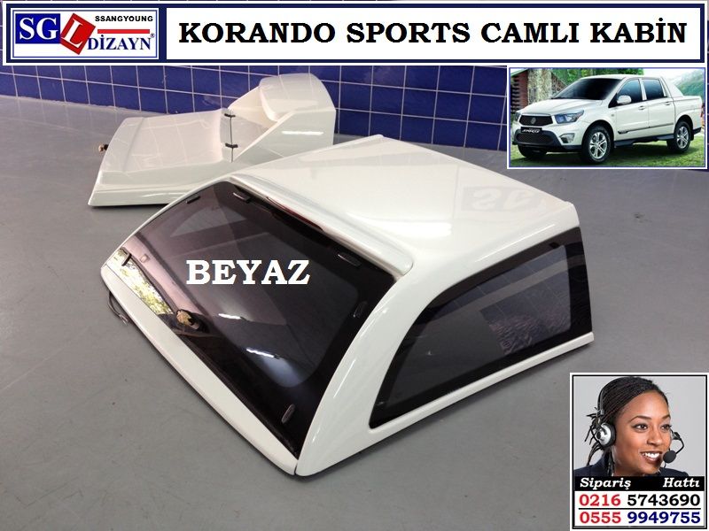 sgl13 korando sports camli kabin beyaz korando sports aksesuarlari