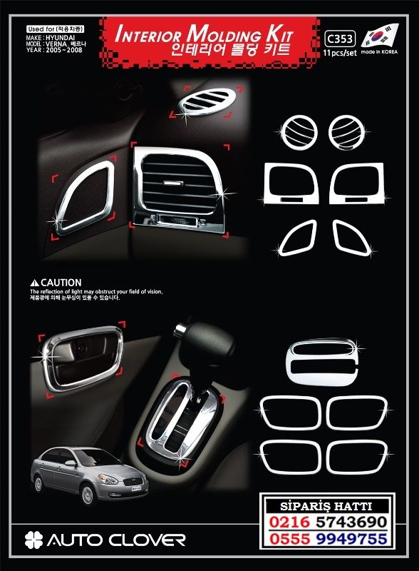 10620 accent era krom ic nikelaj seti hyundai accent era aksesuarlari