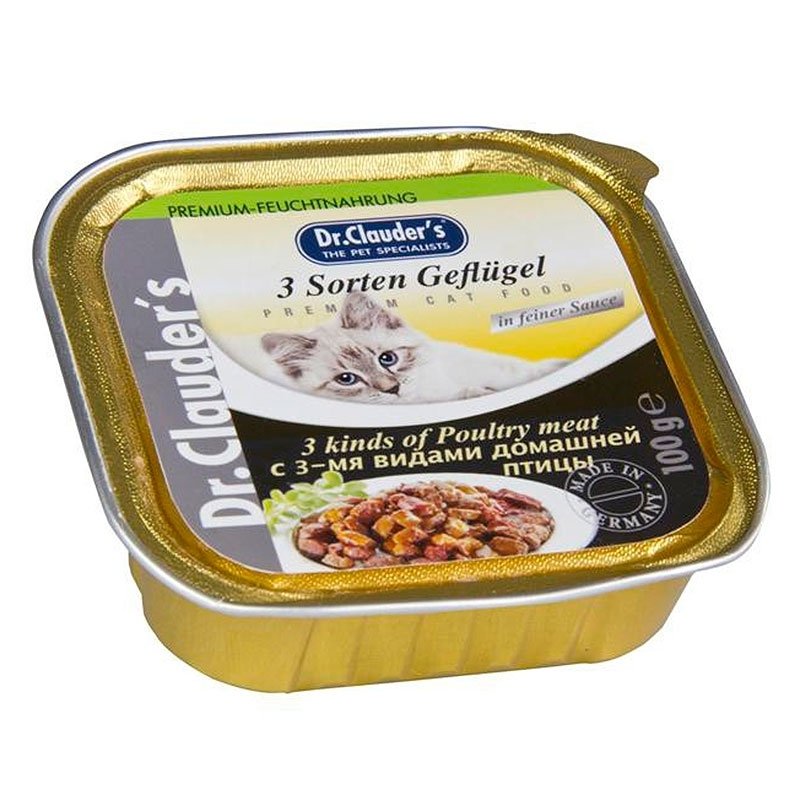 Dr.Clauders Kedi Alüminyum 3 Kümes Hayvanlı Konserve Yaş Mama100 Gr Petza