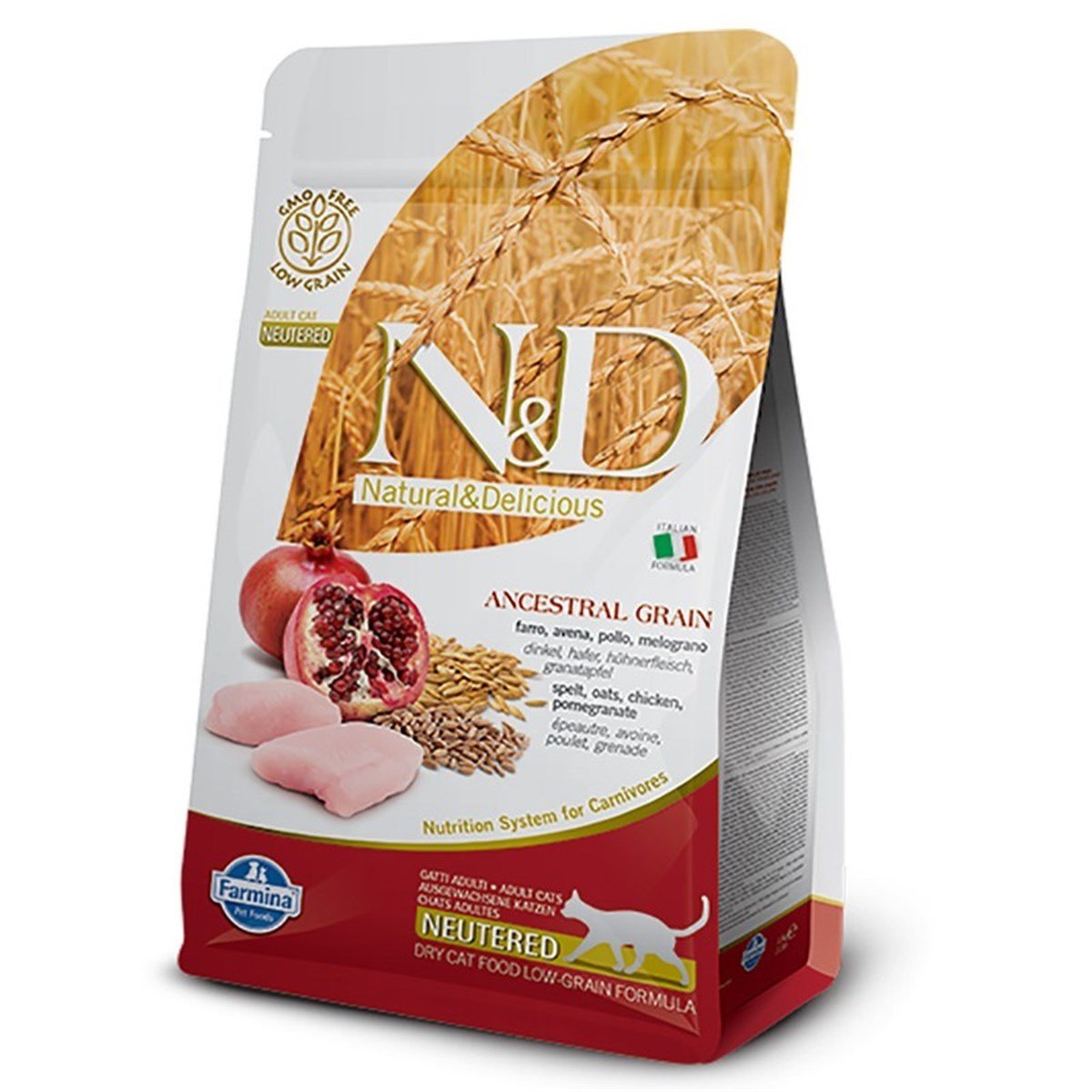 N&amp;D Düşük Tahıllı Tavuk ve Narlı Kısır Kedi Maması 1.5 Kg Petza