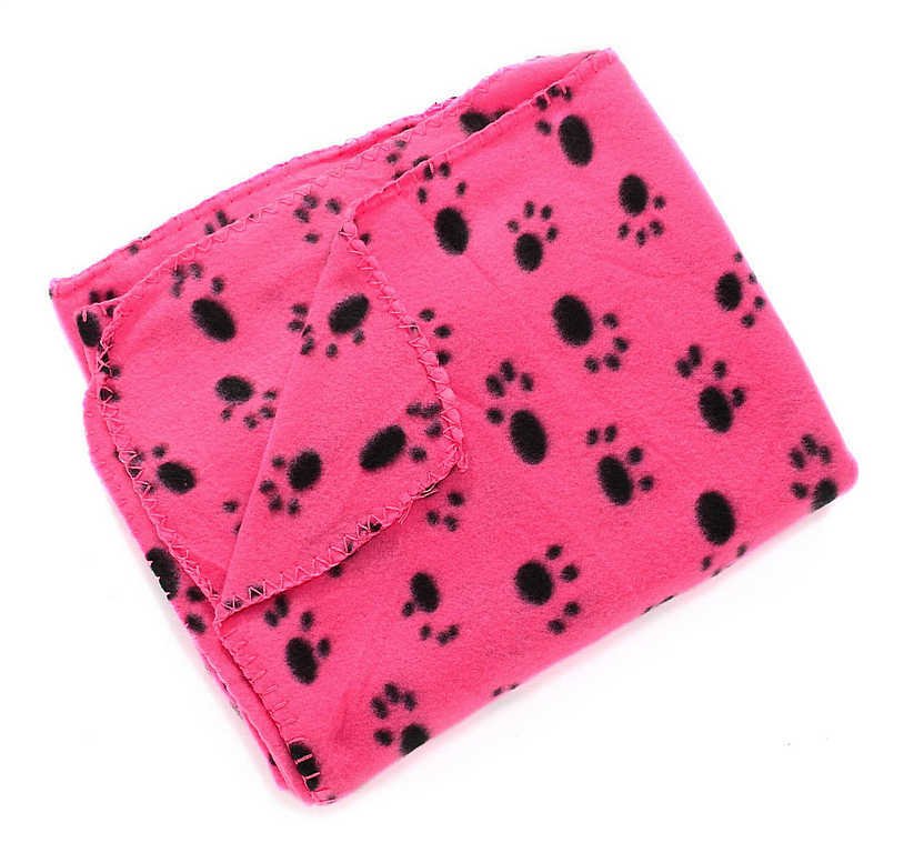 pati desenli polar kedi ve kopek battaniyesi pembe