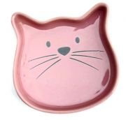 kedi seramik mama kabi kedi figurlu pembe